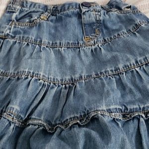 Girls ruffle denim skirt